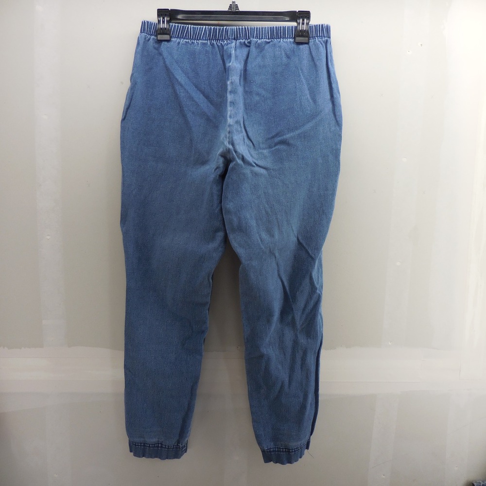 Faded Glory Jeans Co Womens Blue Stretch Denim Joggers Elastic Waist Pants L 14